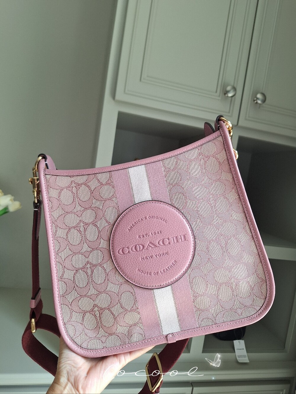 New! RARE Dempsey File Bag In Signature Jacquard With Stripe And Coach Patch - Picture 3 of 11
